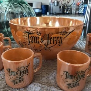 Vintage Fire Kings Punch Bowl w/6 Cups